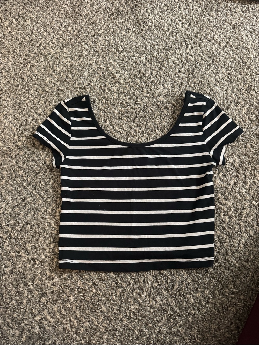 Mossimo Supply Co. Black & White Striped Scoop Crop Top
